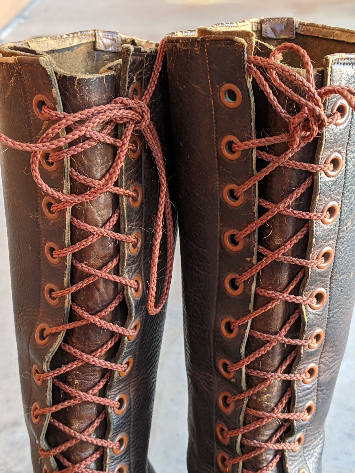 c. 1940s Tall Brown Leather Boots | Approx 7.5-8