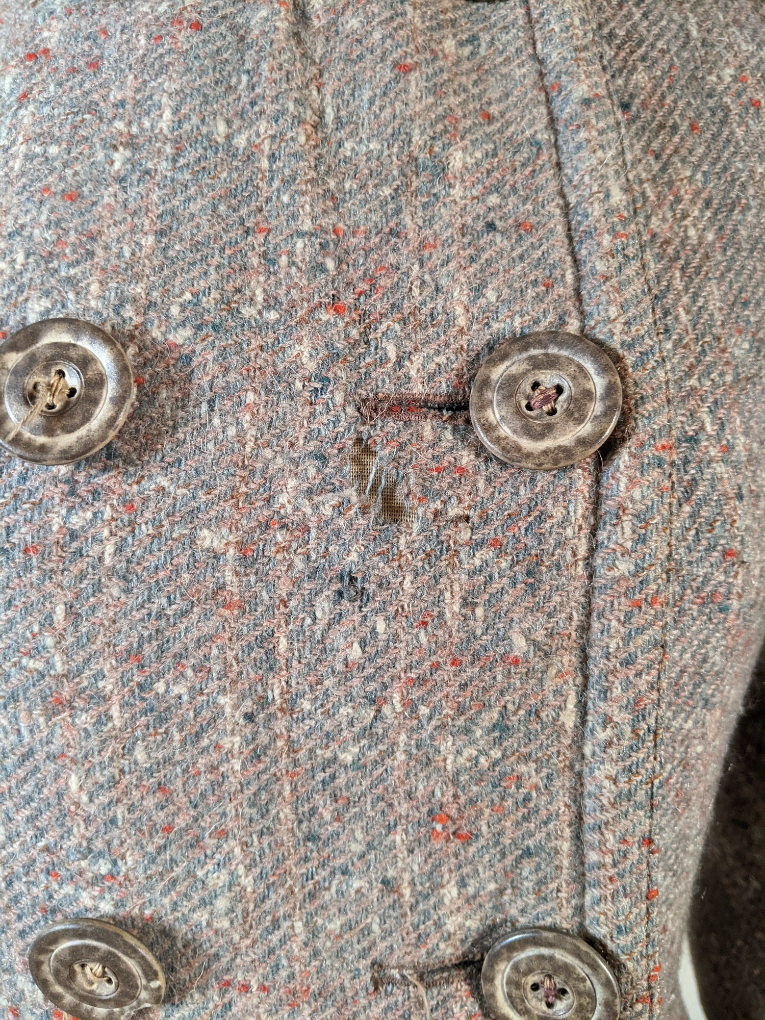 c. 1890s Tweed Coat w/ Capelet