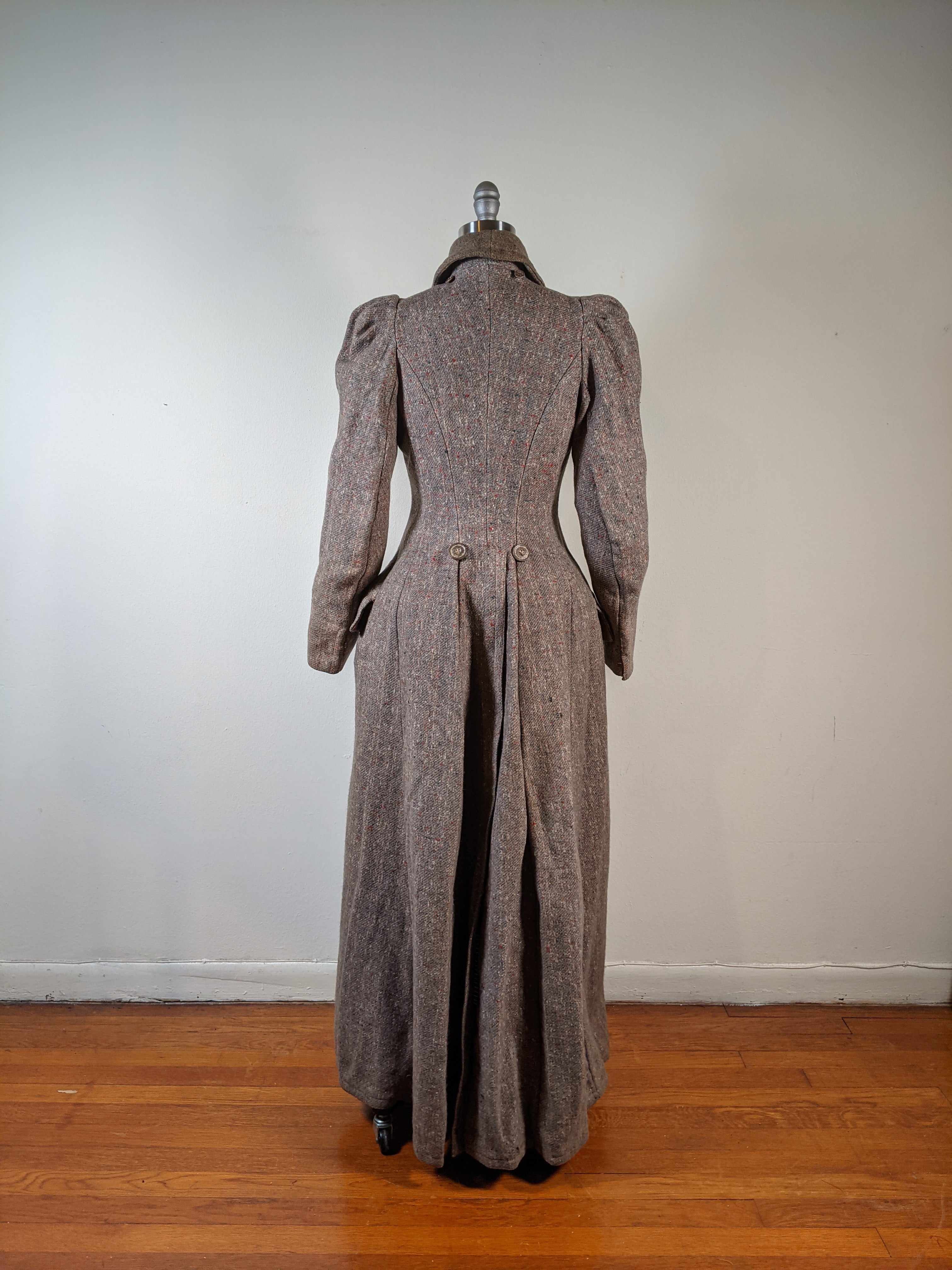 c. 1890s Tweed Coat w/ Capelet
