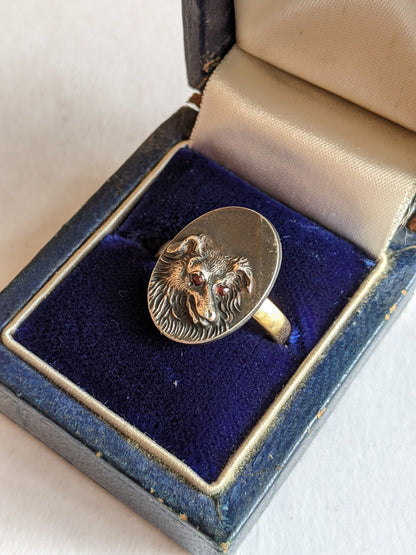 19th c. Victorian Dog Stick Pin Conversion Ring