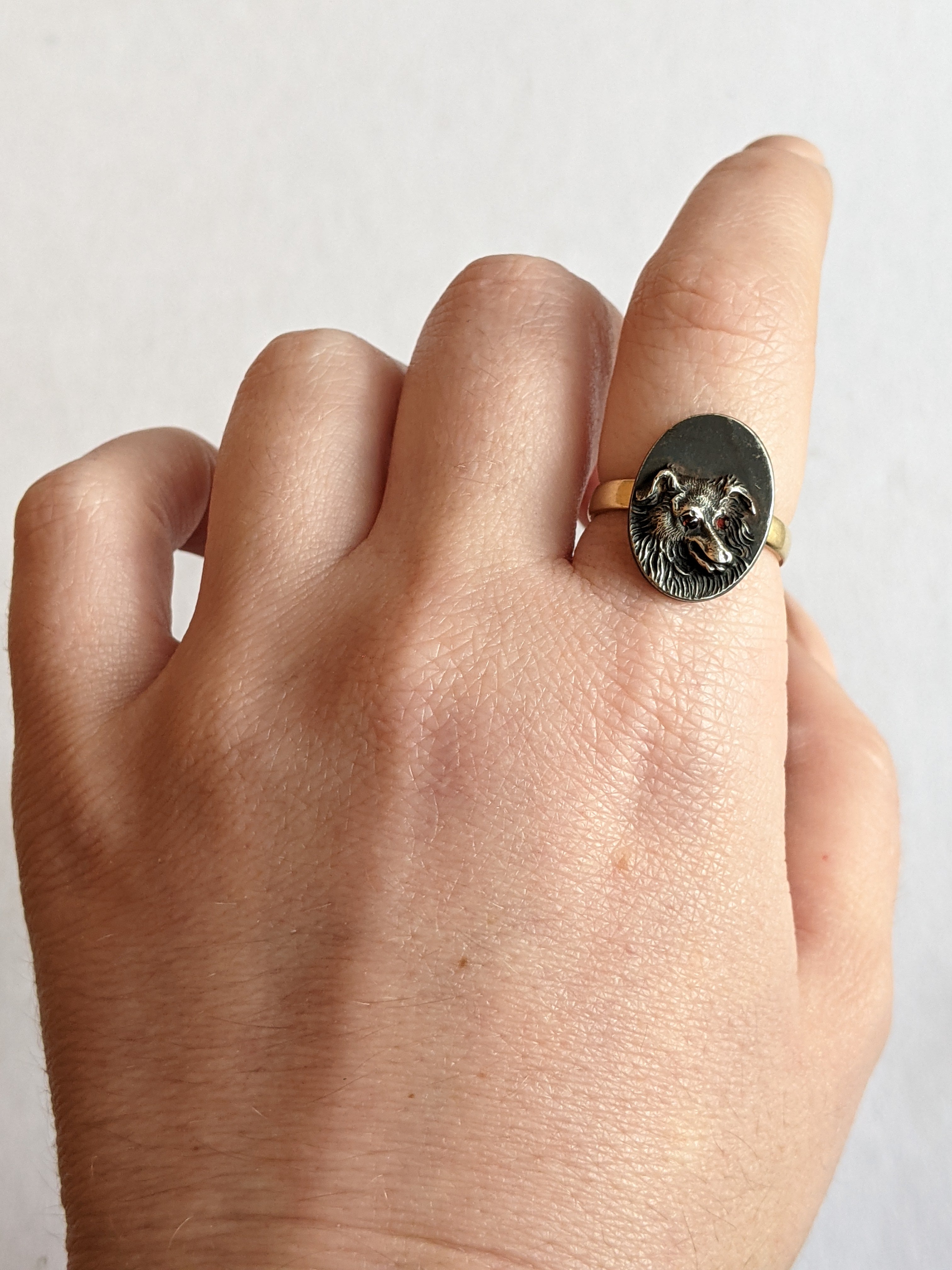 19th c. Victorian Dog Stick Pin Conversion Ring