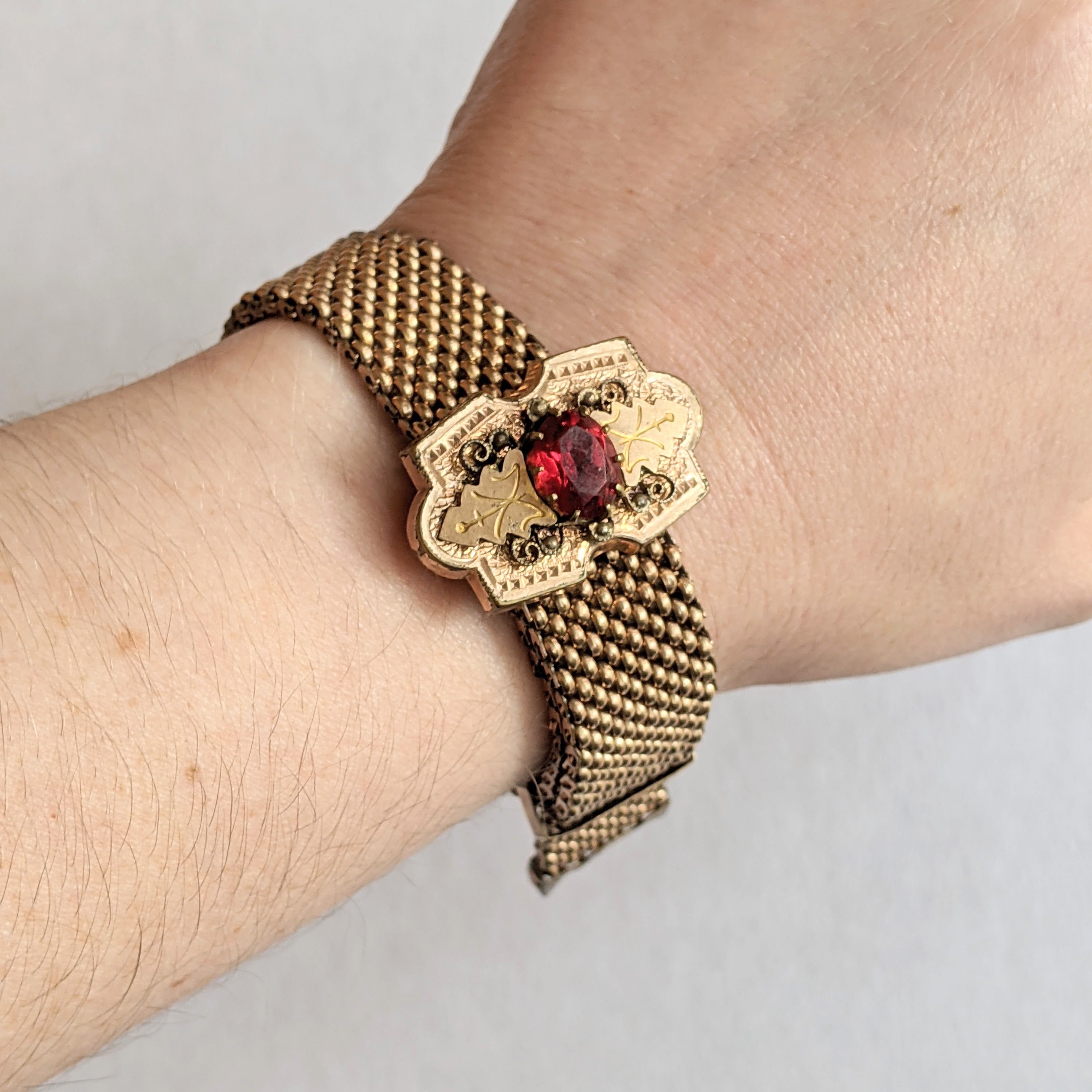 1870s-1880s Gold Filled Mesh Bracelet