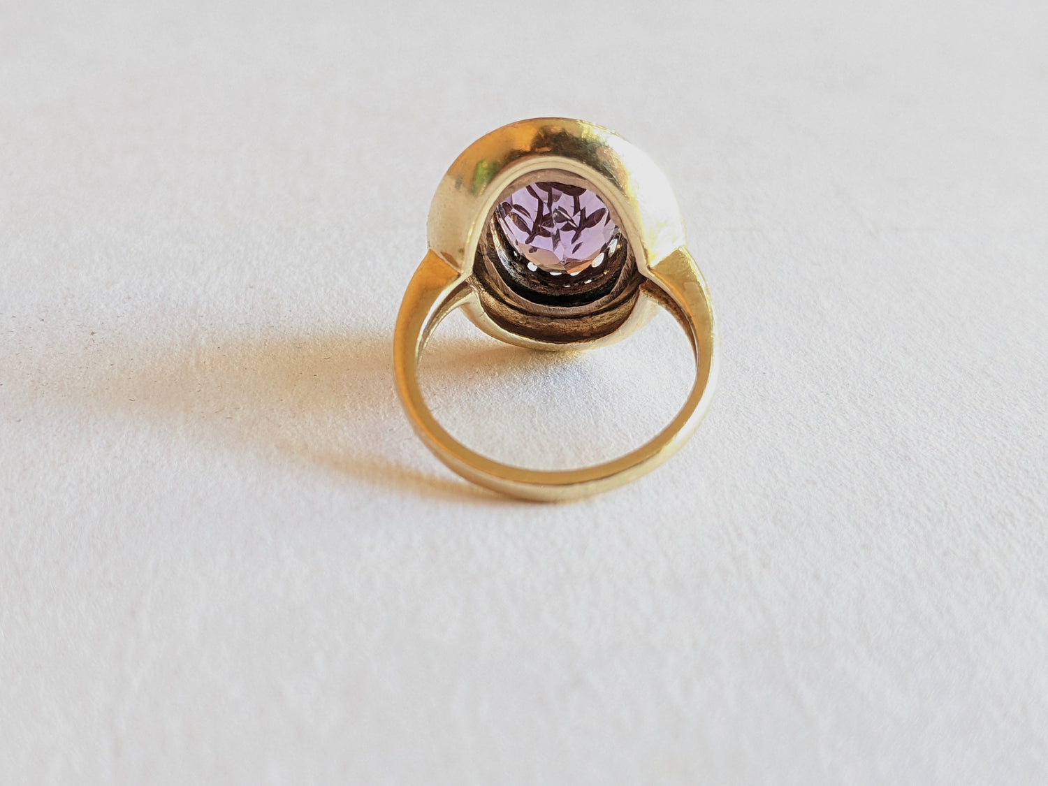 c. 1870s-1880s 14k Amethyst Rose of Sharon Ring