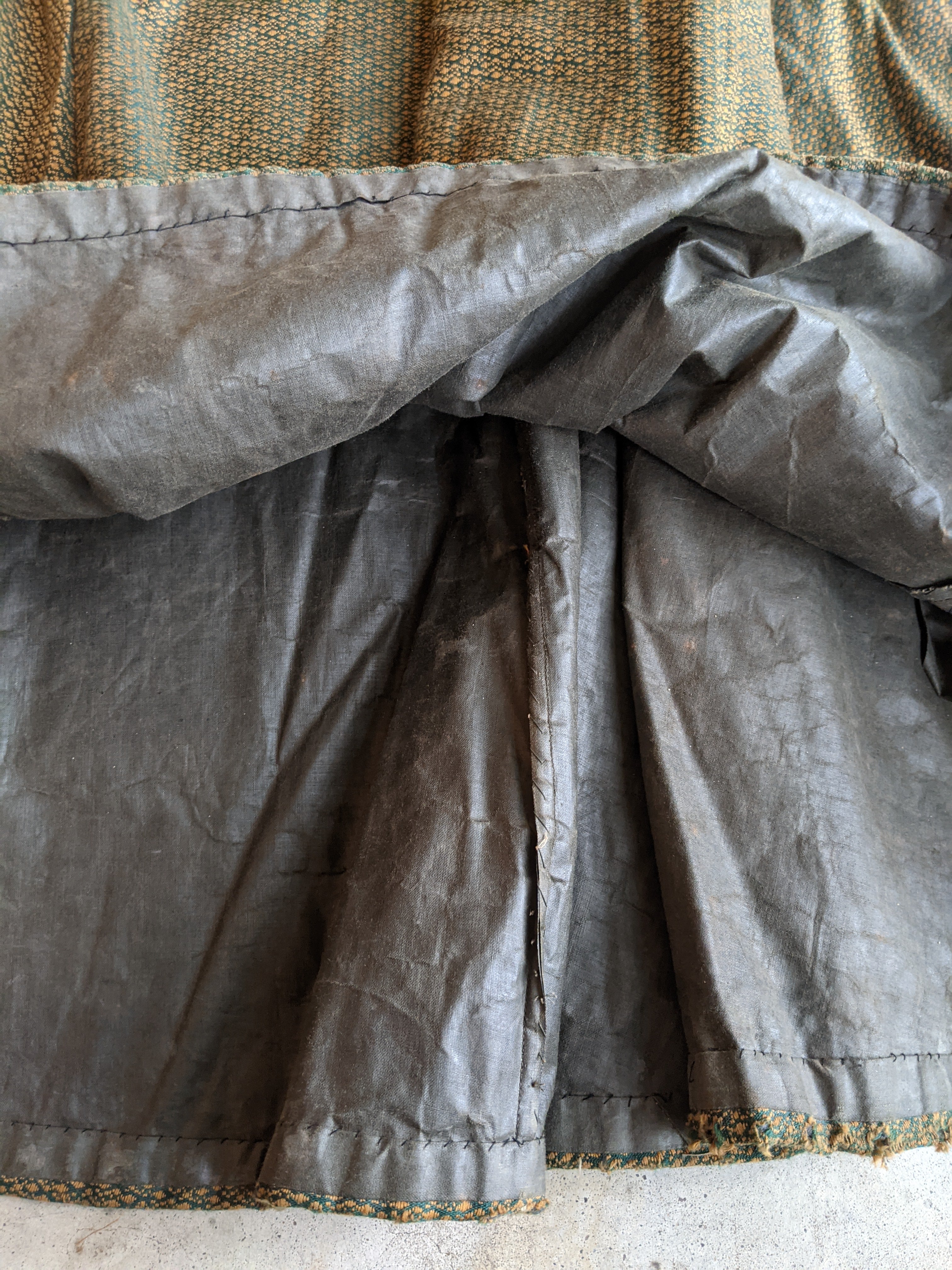 1890s Green + Gold Dress | Includes extra fabric