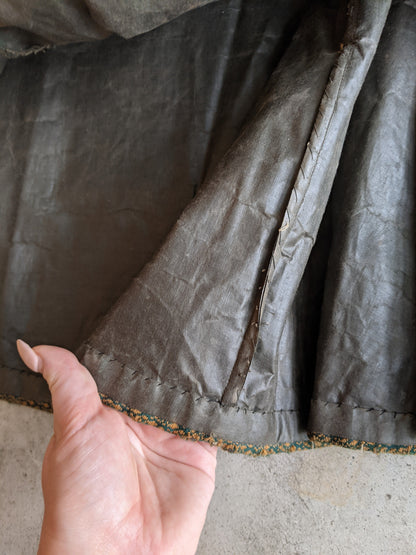 1890s Green + Gold Dress | Includes extra fabric