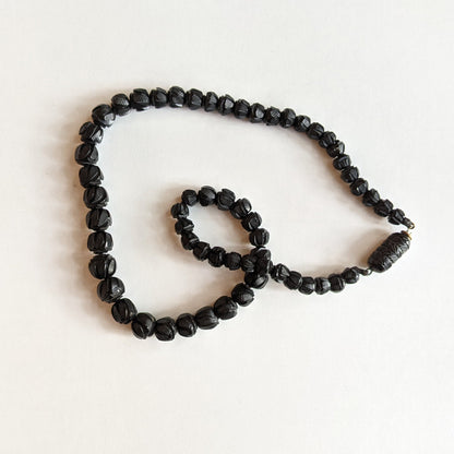 c. 1860s Carved Jet Bead Necklace
