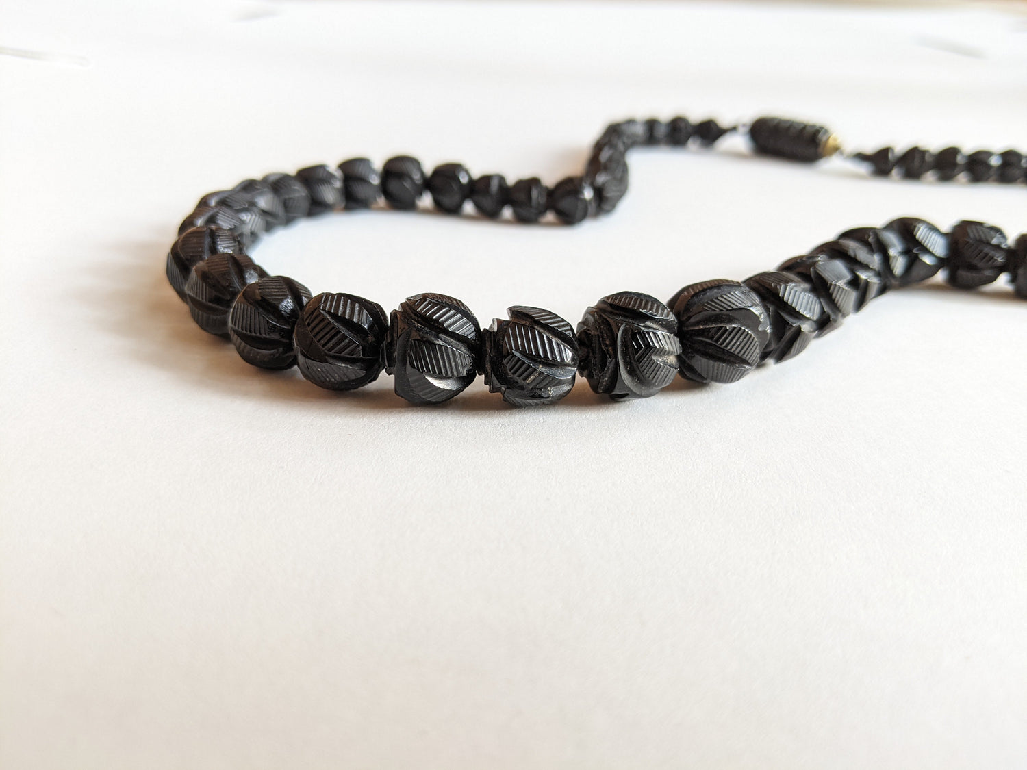 c. 1860s Carved Jet Bead Necklace