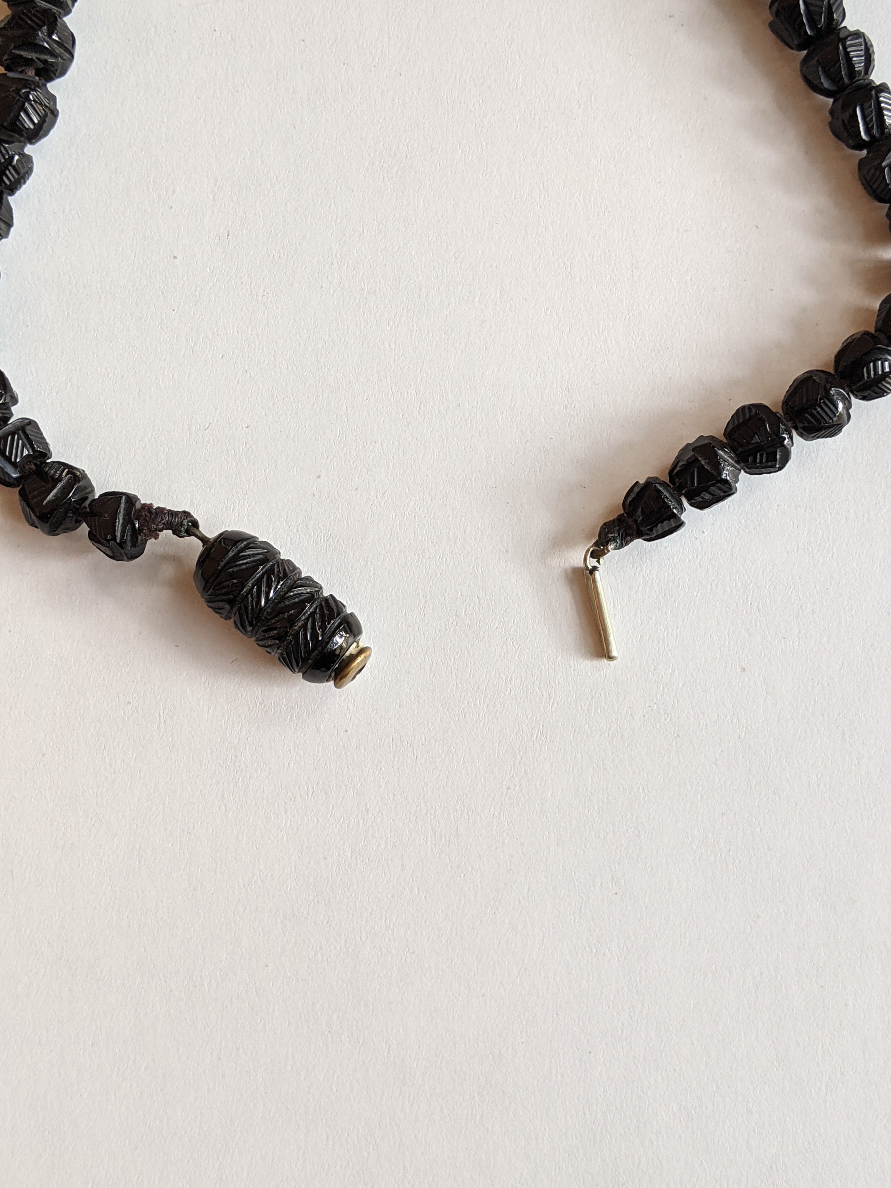 c. 1860s Carved Jet Bead Necklace