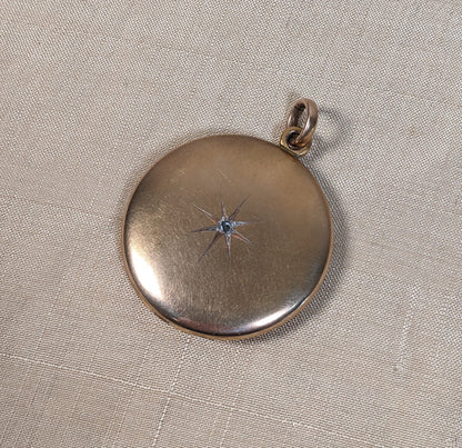 c. 1910s Gold Shell Diamond Star Locket