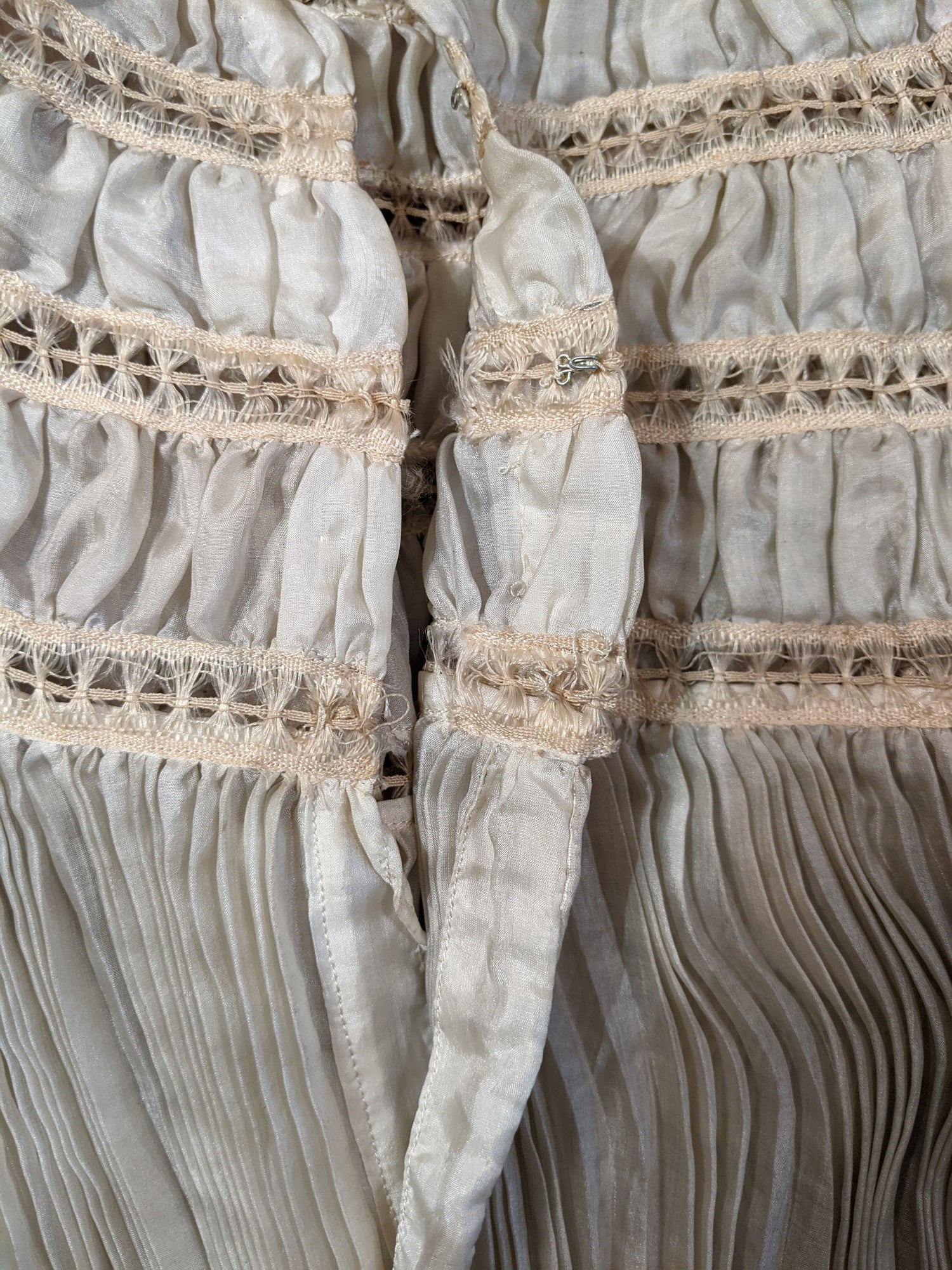 1900s Ethereal Silk Pleated Dress