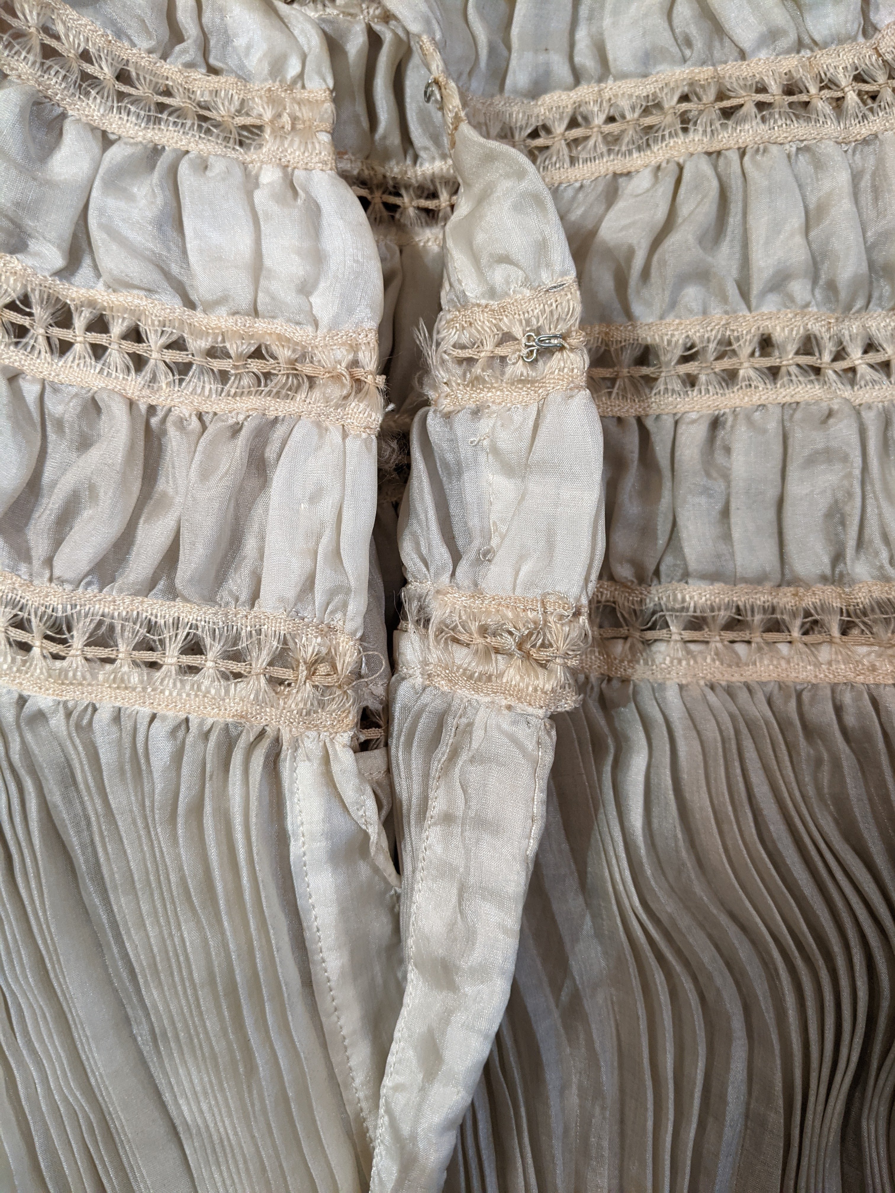 1900s Ethereal Silk Pleated Dress