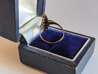 c. 1890s-1900s 14k Gold Turquoise, Marcasite, Pearl Ring