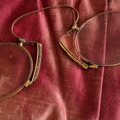 c. 1880s-1890s 14k Gold Pince Nez Glasses w/ Hair Pin