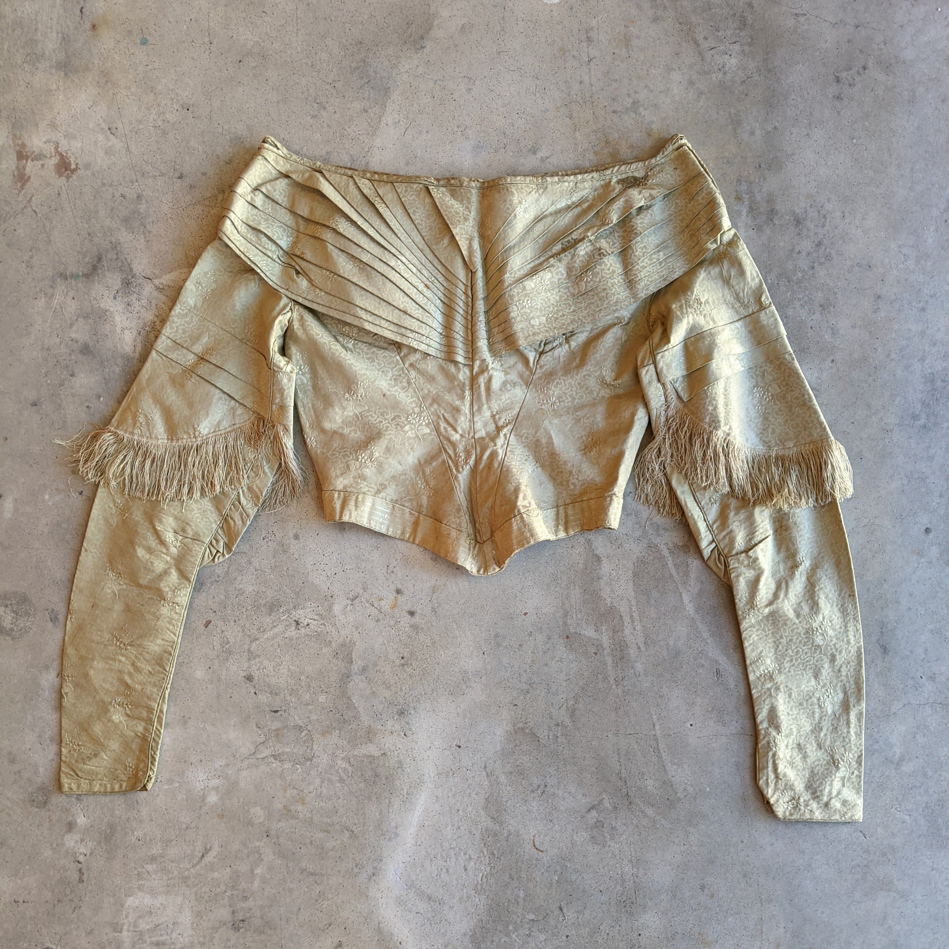 c. 1840s Gold Silk Damask Bodice
