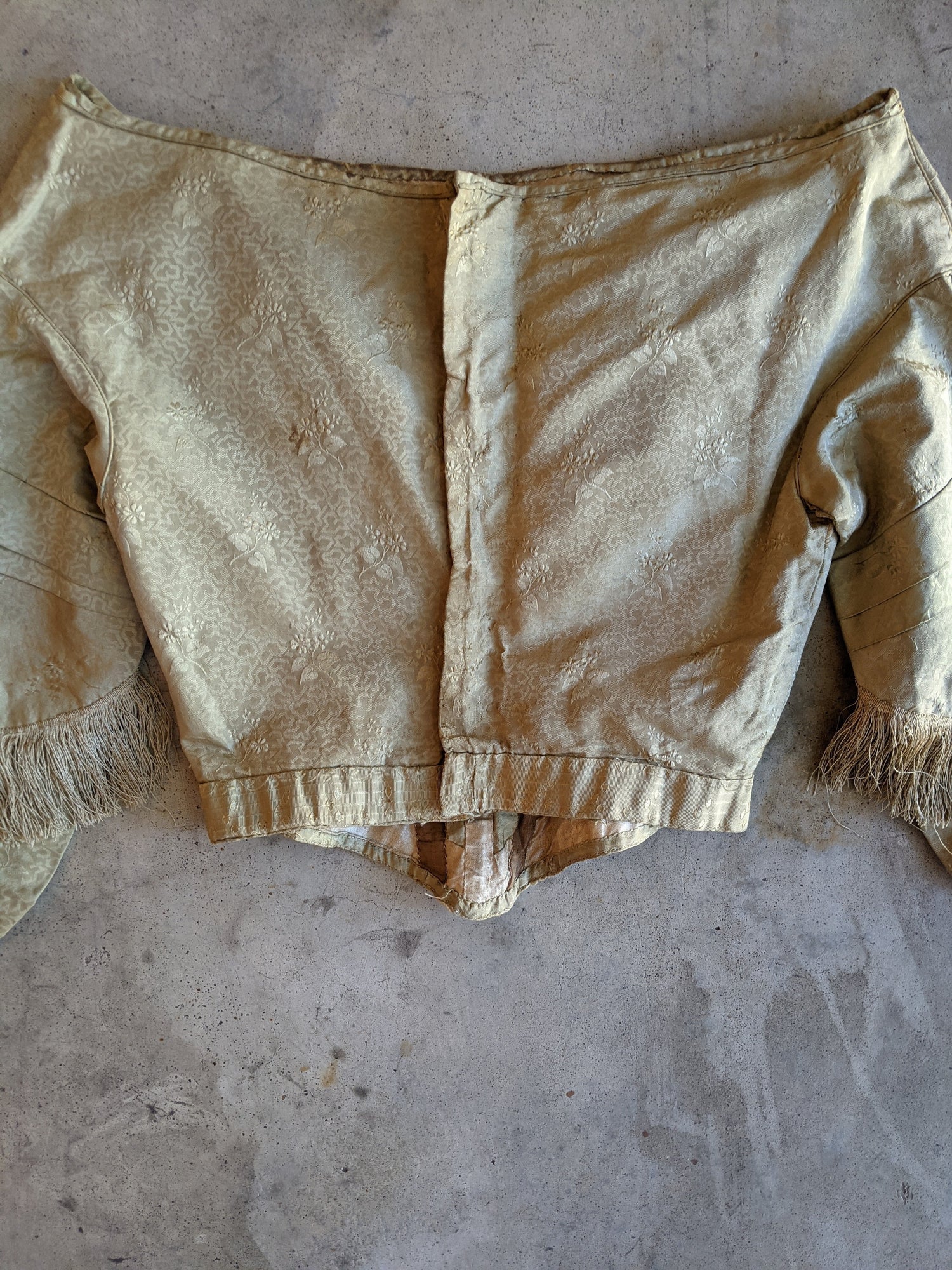 c. 1840s Gold Silk Damask Bodice