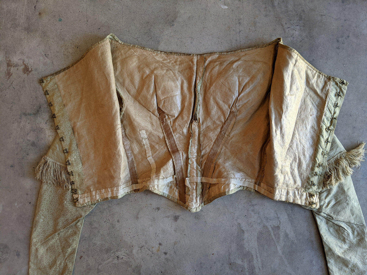 c. 1840s Gold Silk Damask Bodice