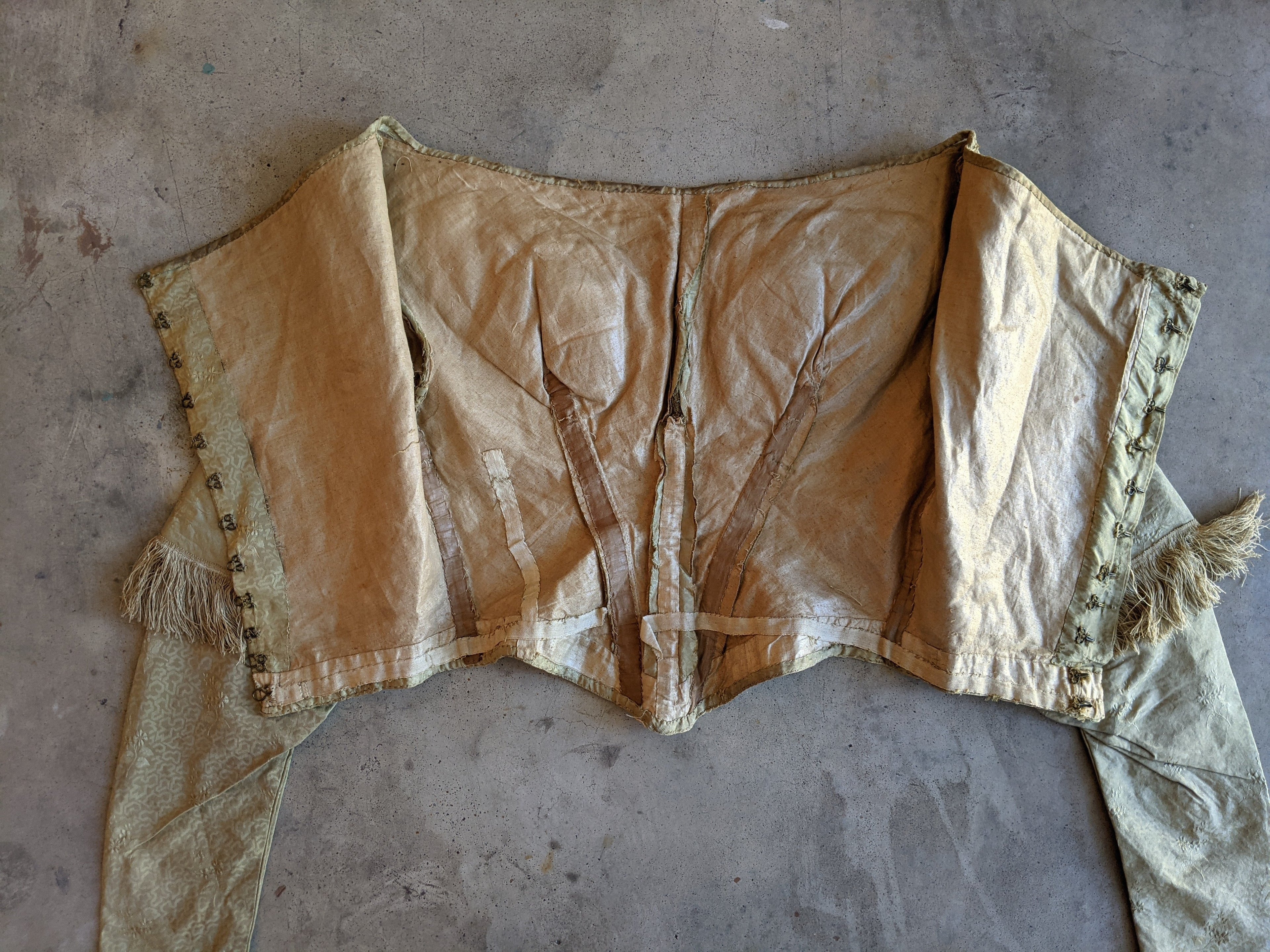 c. 1840s Gold Silk Damask Bodice