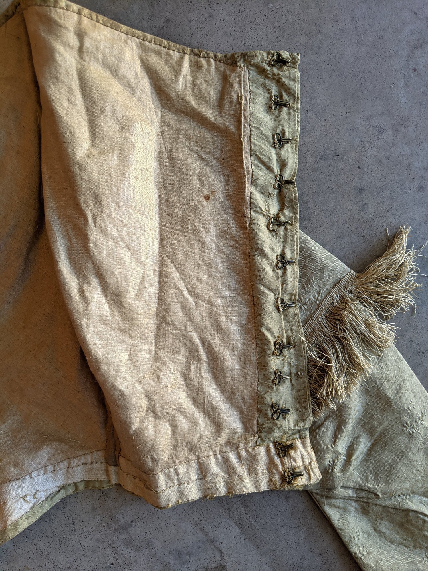 c. 1840s Gold Silk Damask Bodice