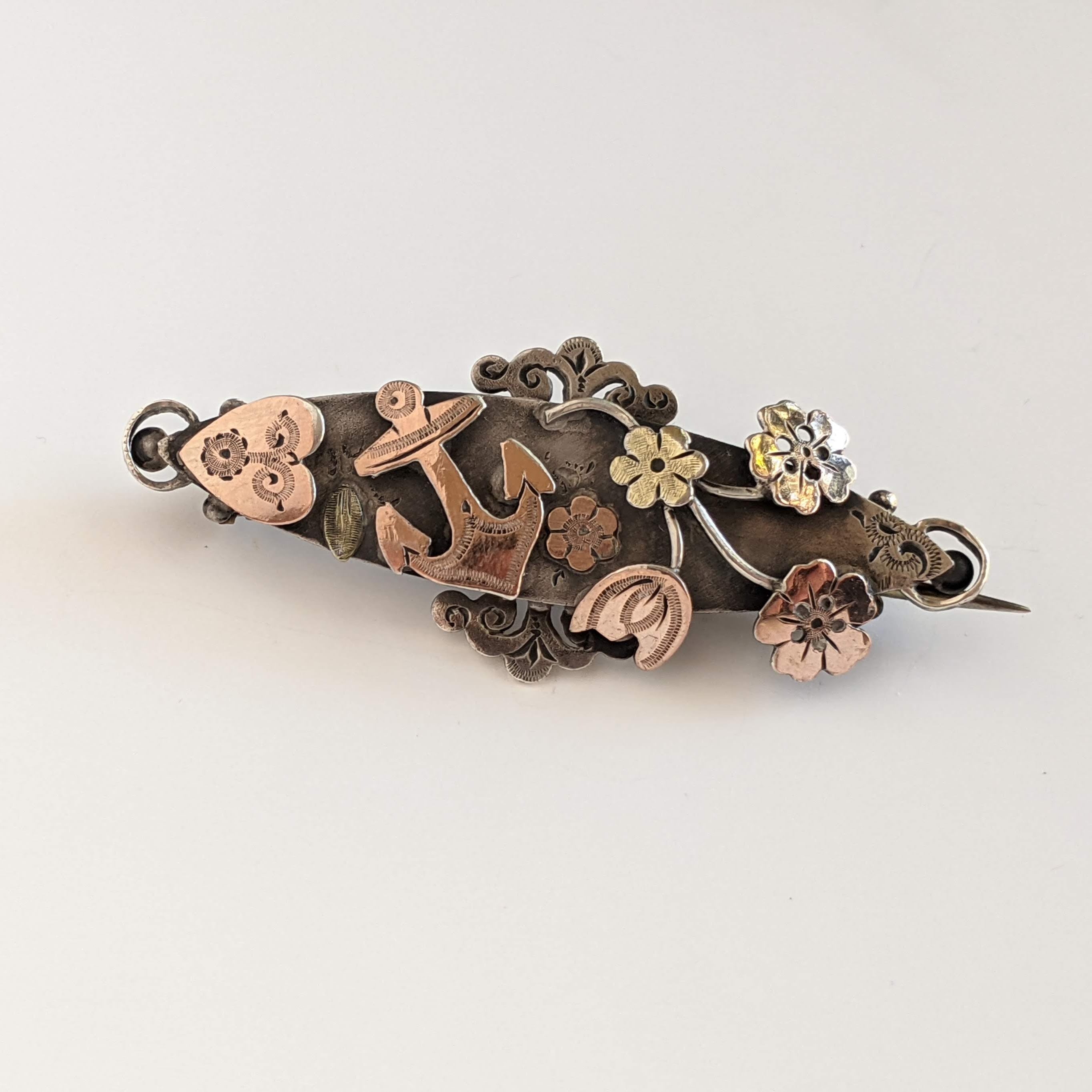 1901 Sterling Silver + Gold Front Brooch