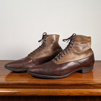 c. 1910s-1920s Two-Tone Brown Boots | Approx Women&