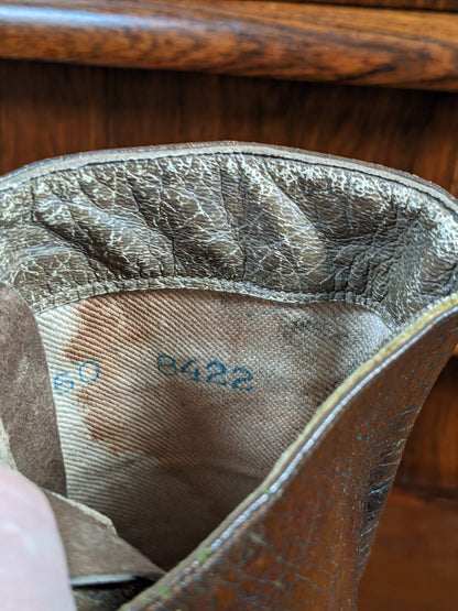 c. 1910s-1920s Olive Brown Boots | Approx. Sz. 7-7.5