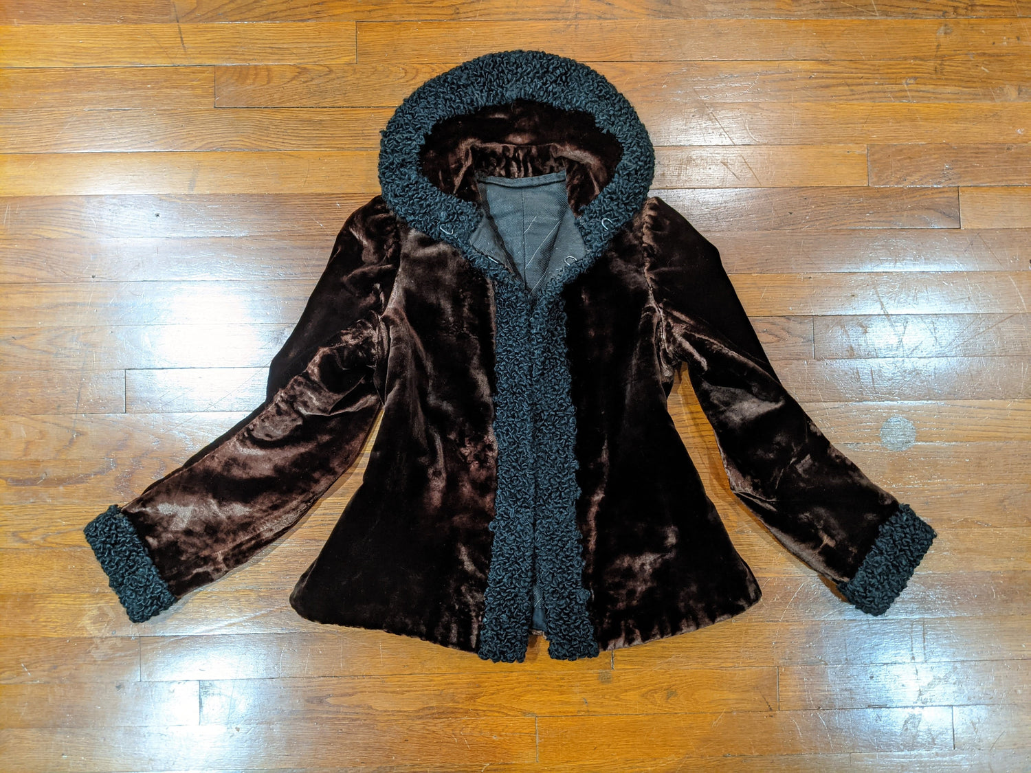 c. 1900s Silk Velvet + Lambsool Jacket