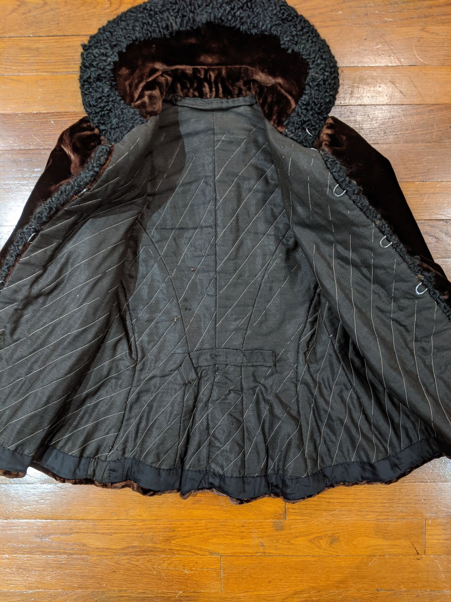 c. 1900s Silk Velvet + Lambsool Jacket