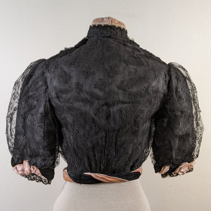 c. 1900s Black + Pink Silk Bodice