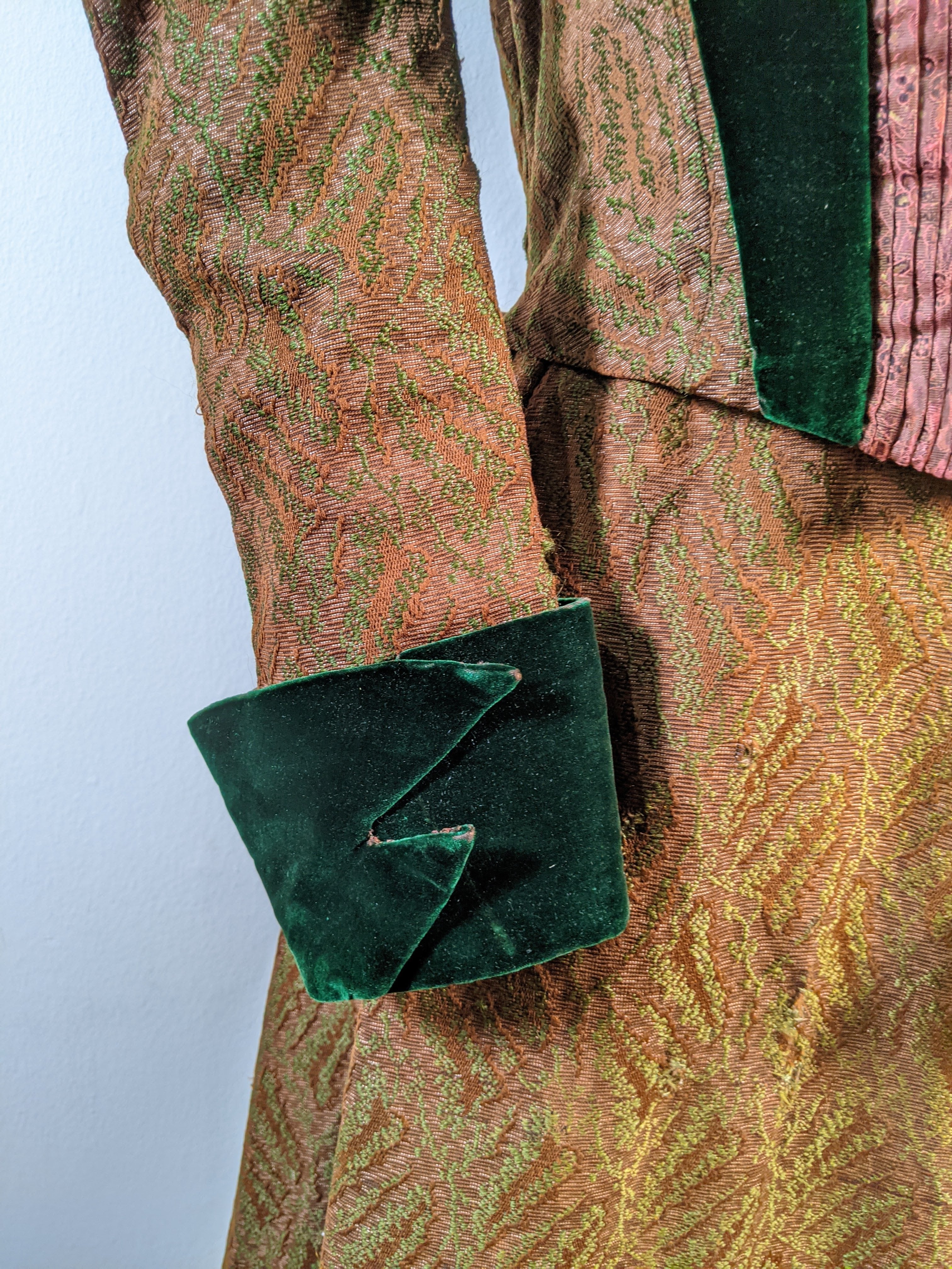 1890s Green Wool + Silk Dress