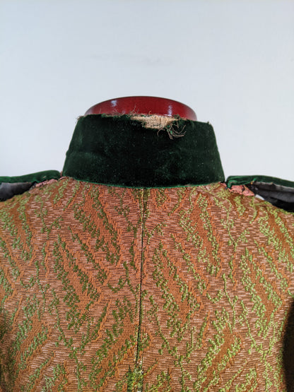 1890s Green Wool + Silk Dress
