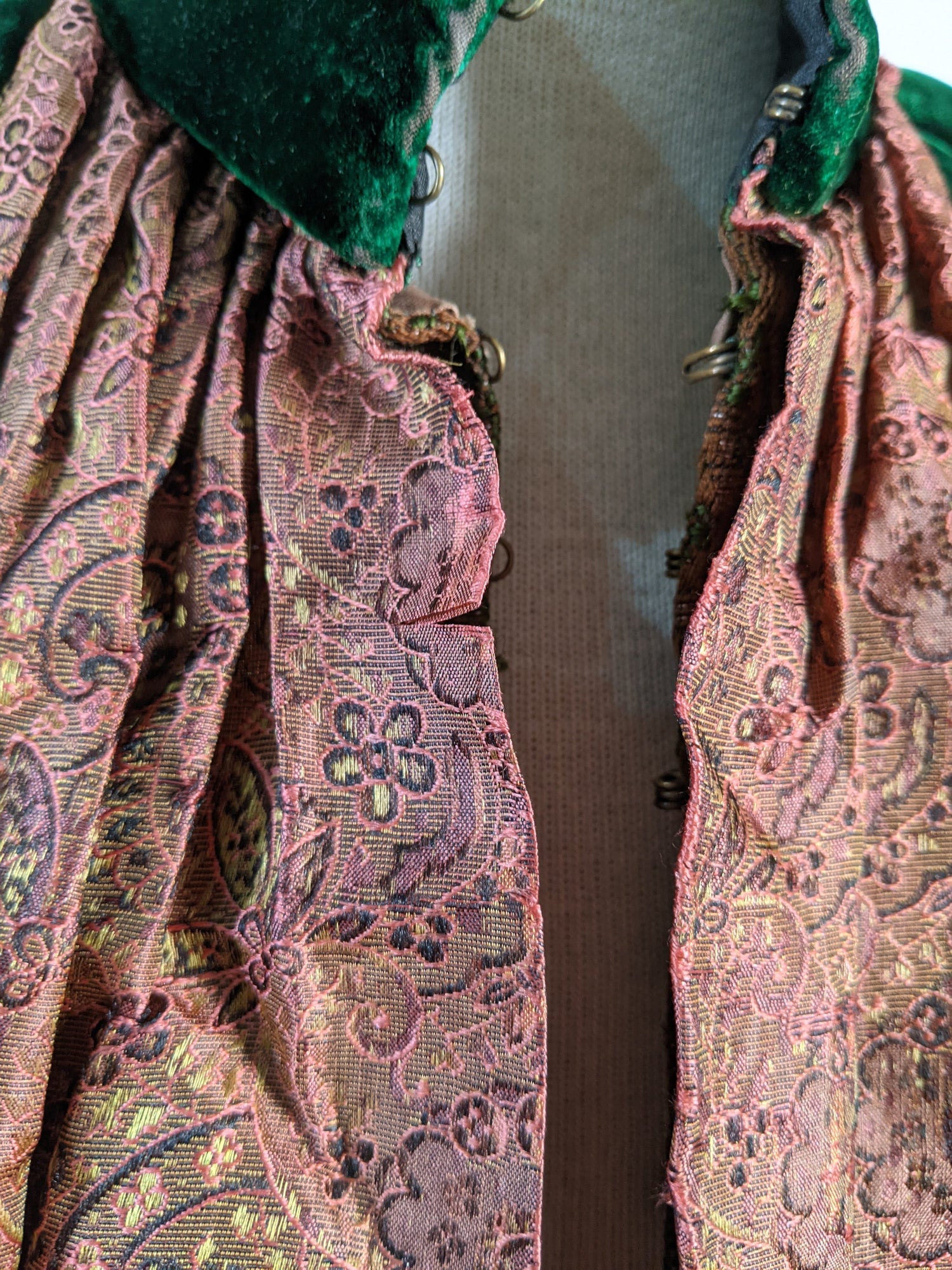 1890s Green Wool + Silk Dress