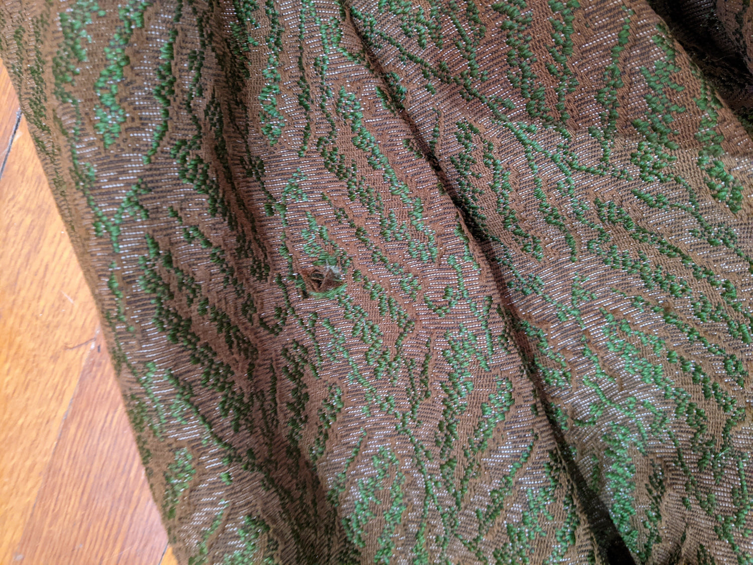 1890s Green Wool + Silk Dress