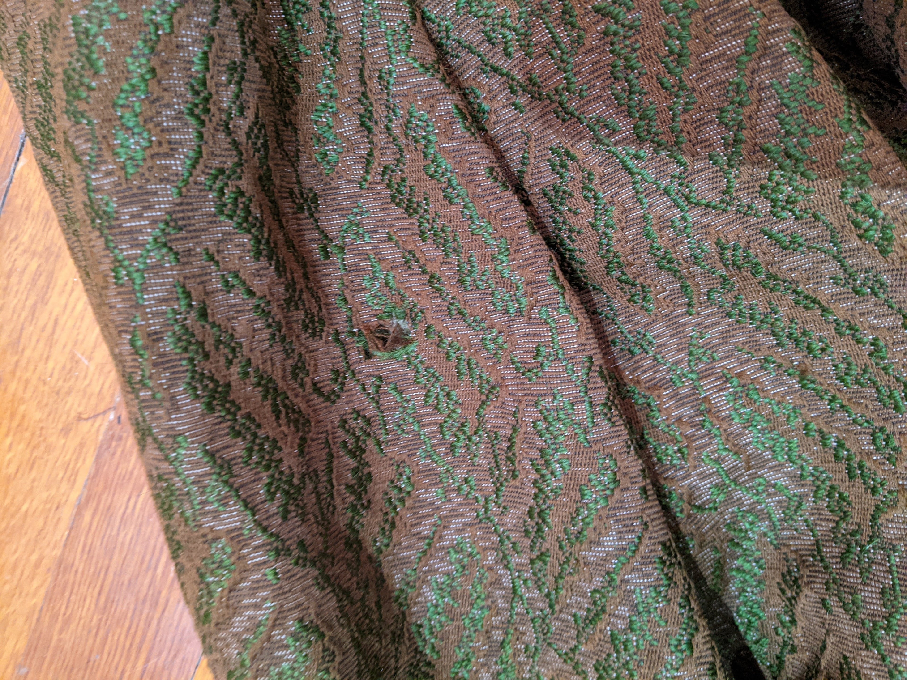 1890s Green Wool + Silk Dress