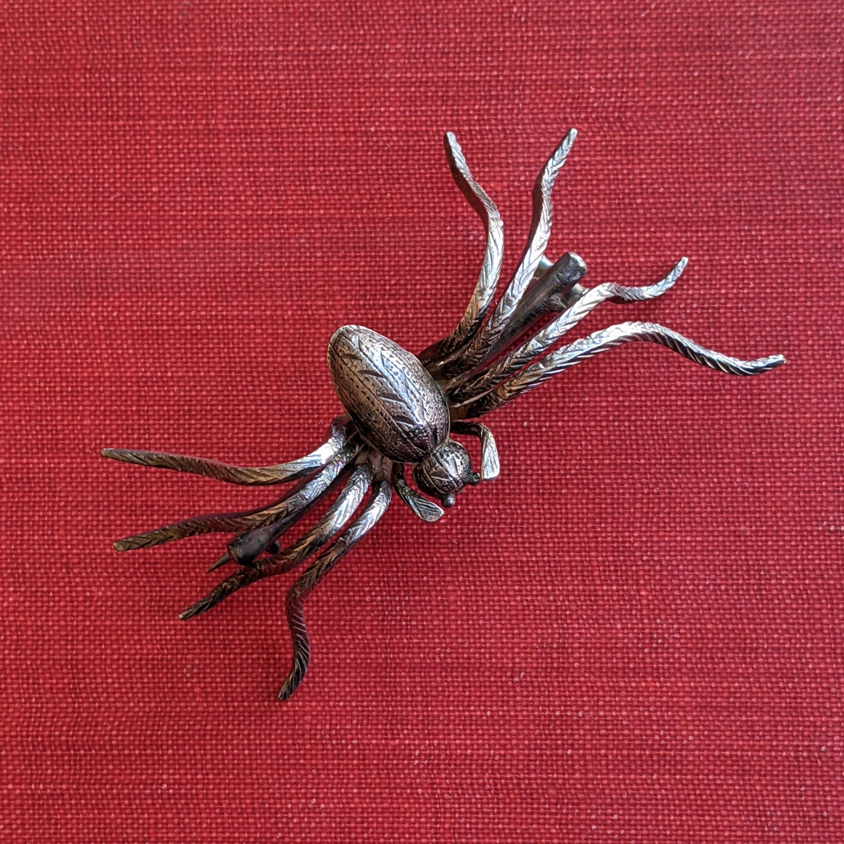 RESERVED | c. Late 19th Century Silver Spider Brooch