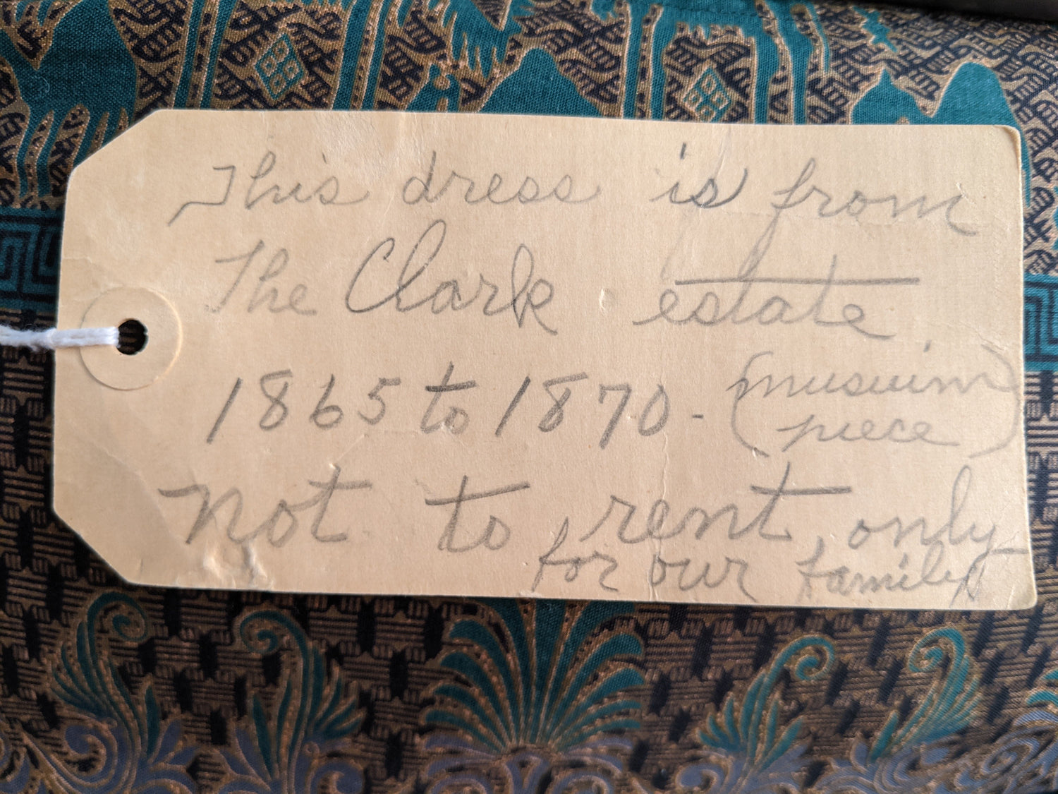 c. 1890s Gorgeous Green + Brown Woven Cotton + Wool Dress