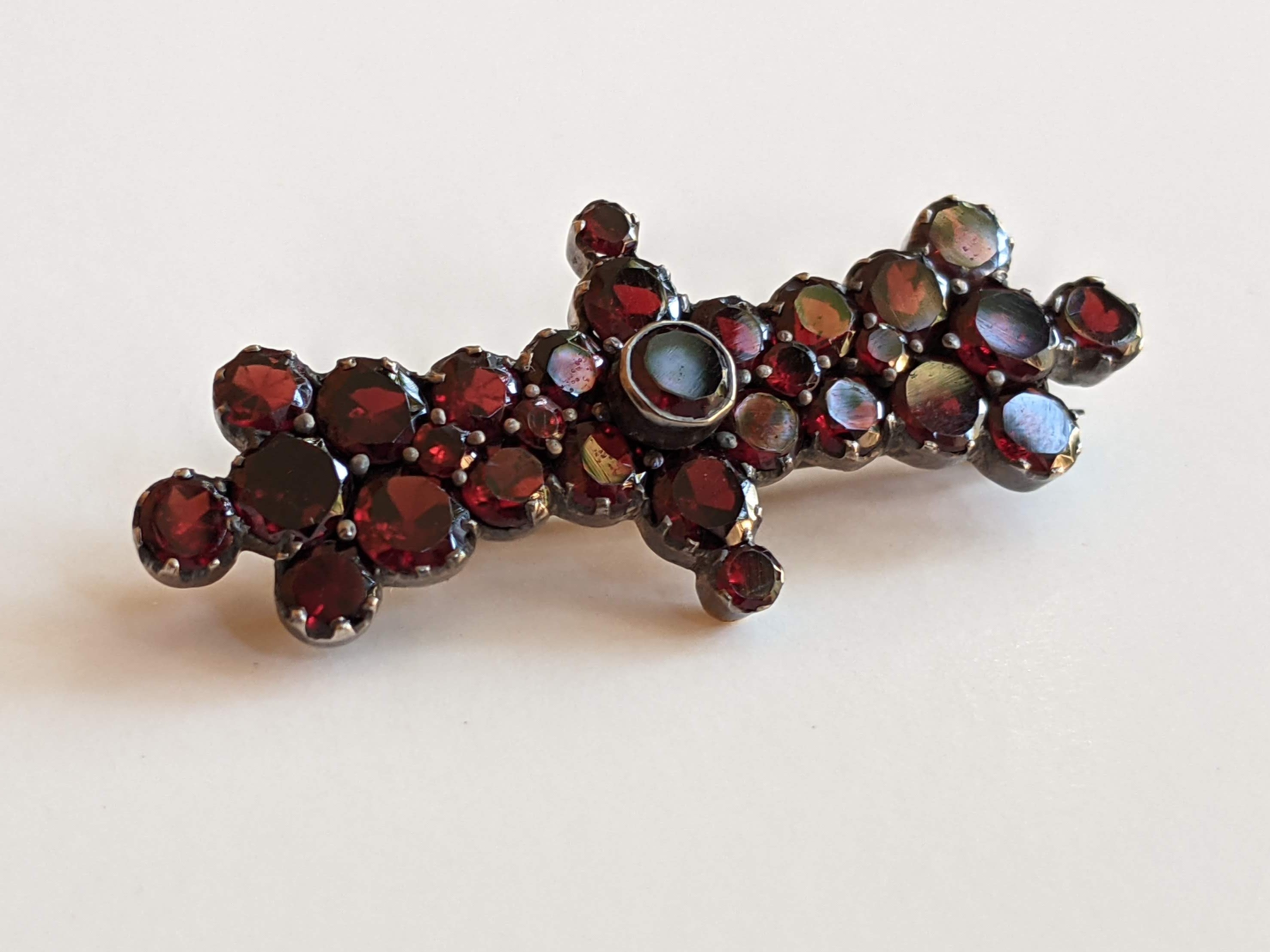 19th c. Flat Cut Garnet Brooch