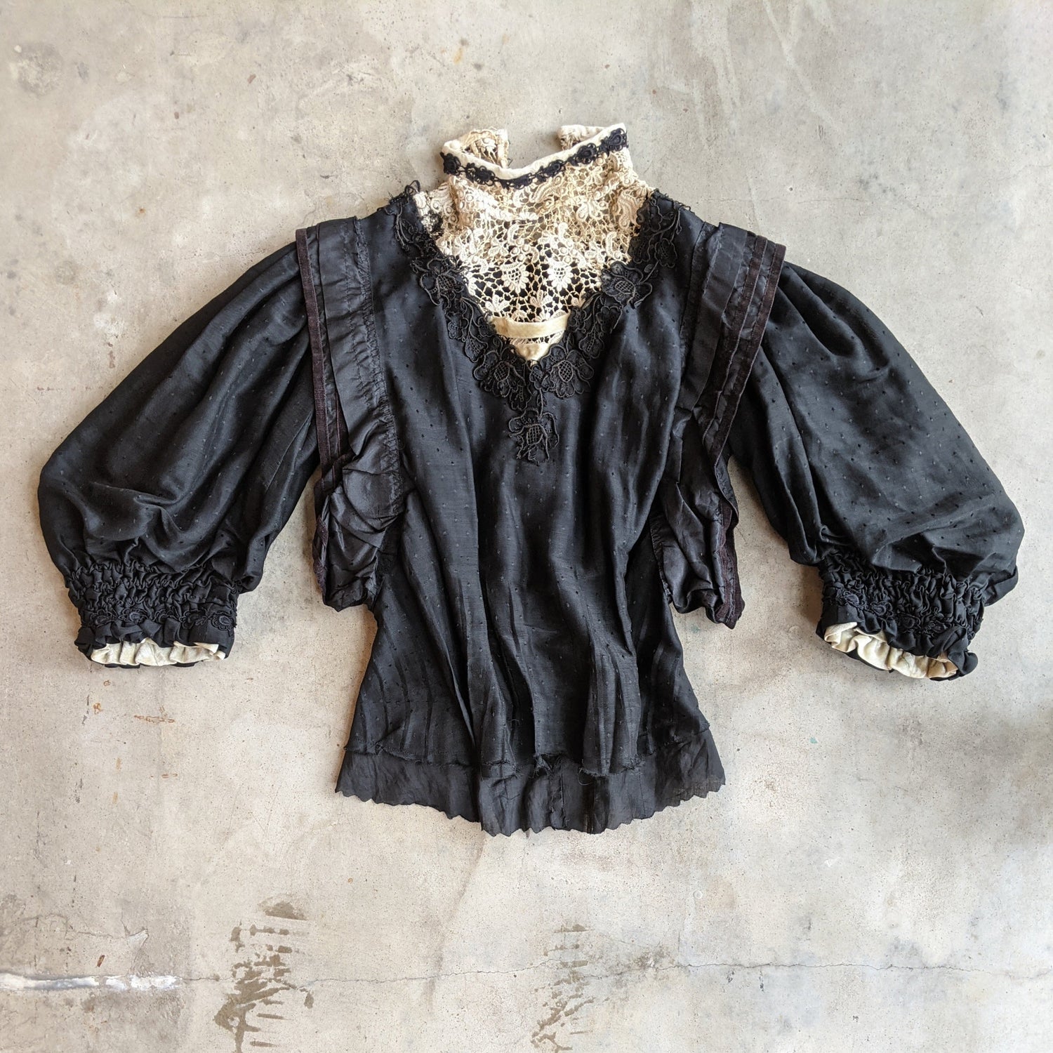 c. 1900s Cotton + Silk Shirtwaist | Study + Pattern / Repair