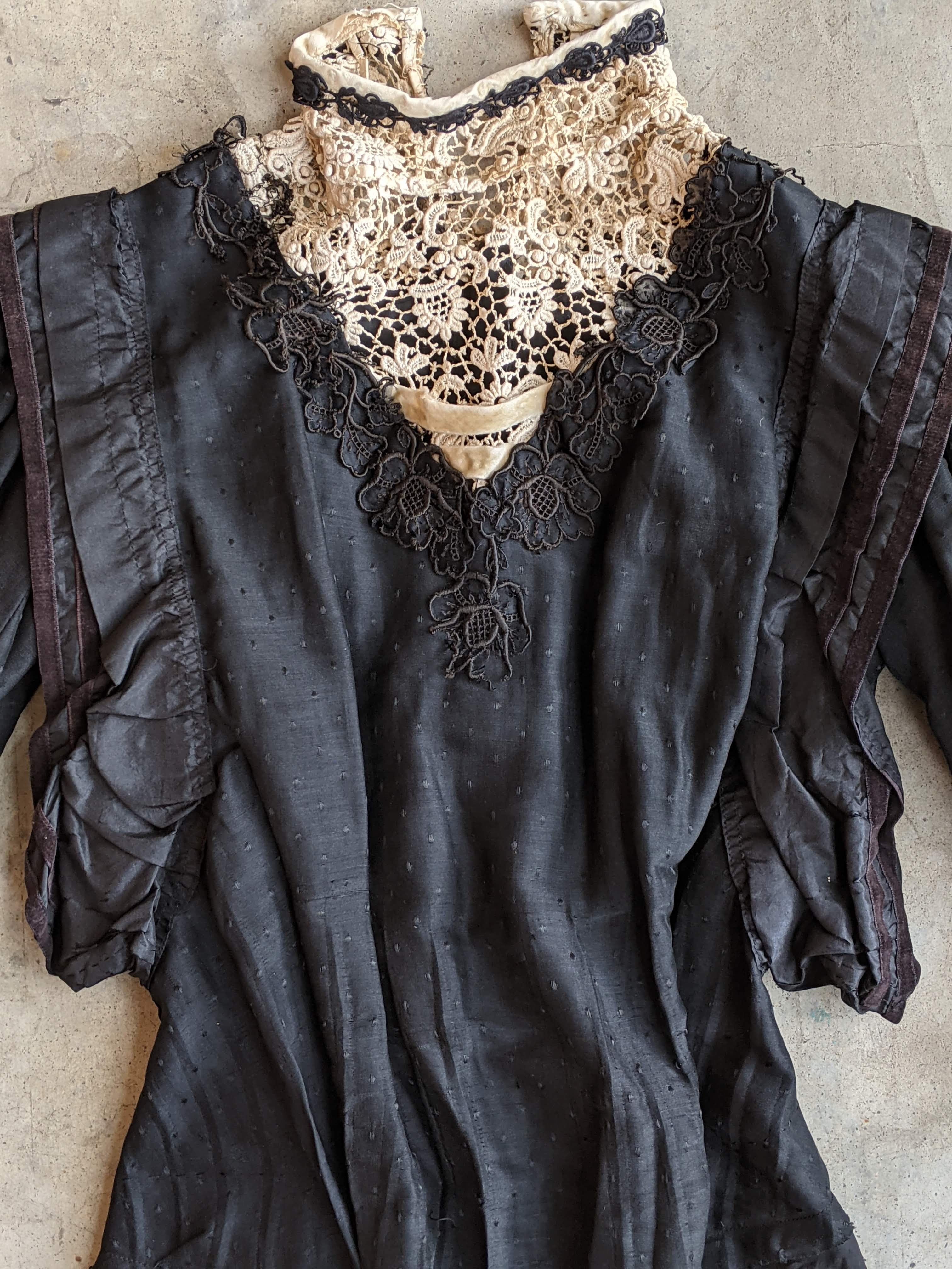 c. 1900s Cotton + Silk Shirtwaist | Study + Pattern / Repair