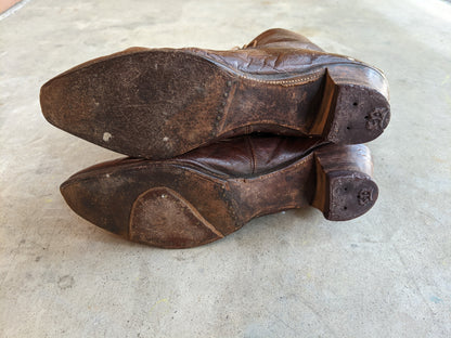 c. 1910s Brown Lace Up Boots | Approx Sz 7.5-8