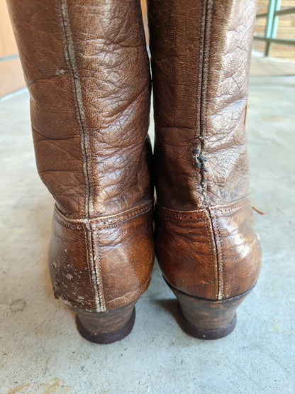 c. 1910s Brown Lace Up Boots | Approx Sz 7.5-8