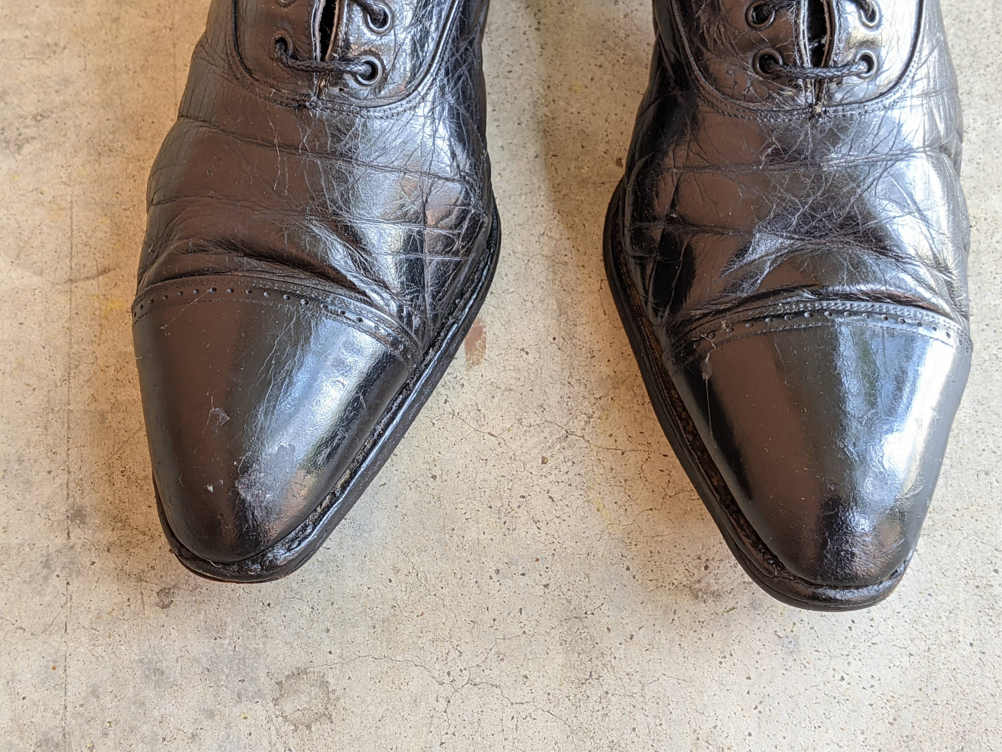 c. 1910s Black Lace Up Boots | Approx Sz 7.5-8