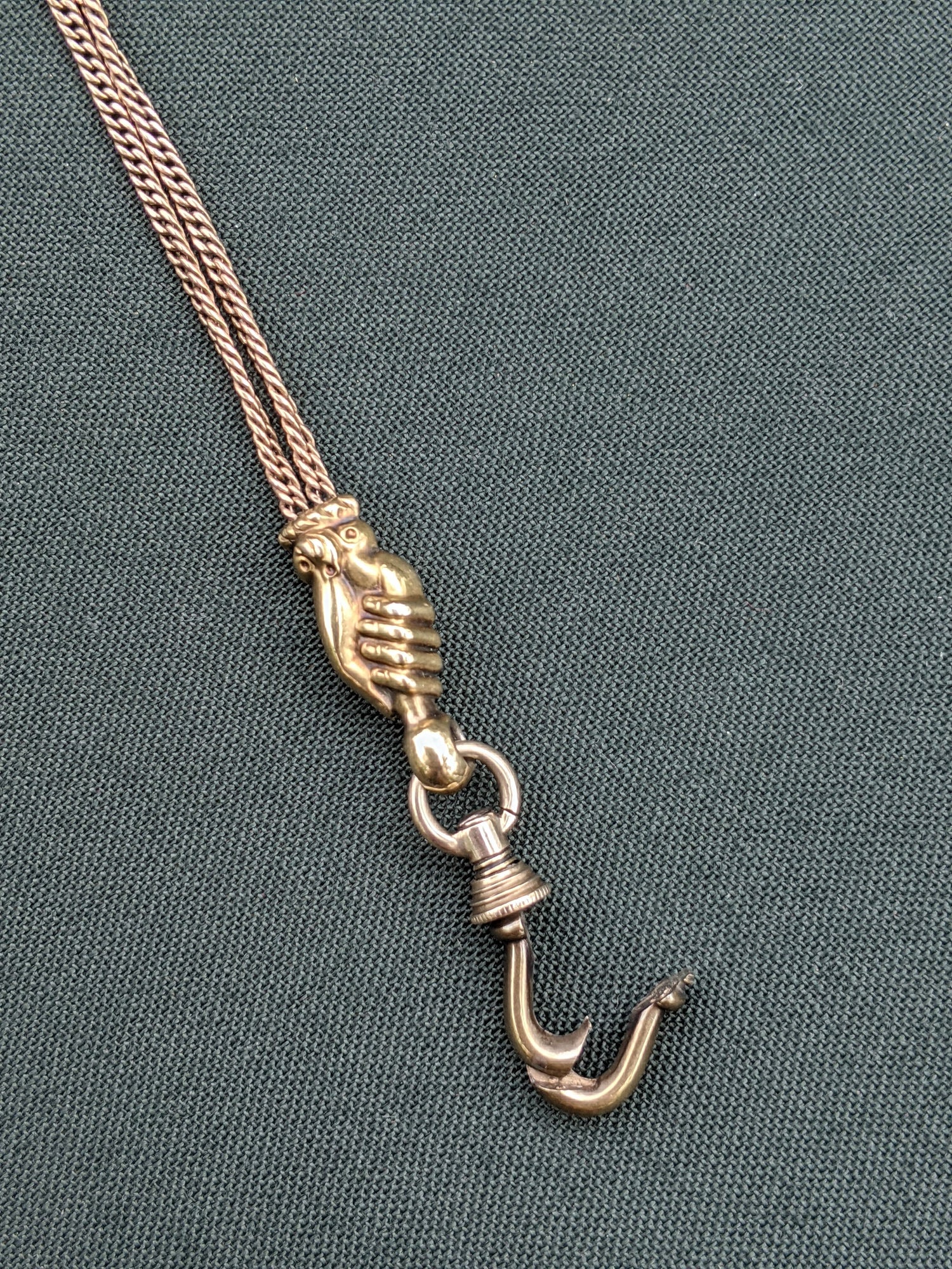 Early 19th c. Georgian 14k Gold Fist Long Guard Chain