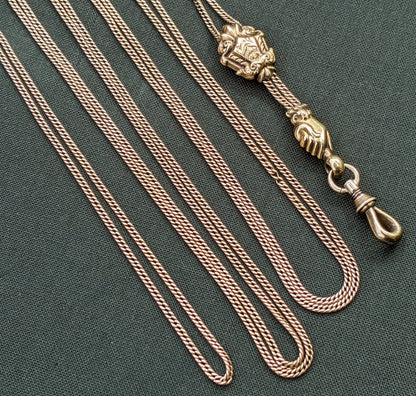 Early 19th c. Georgian 14k Gold Fist Long Guard Chain