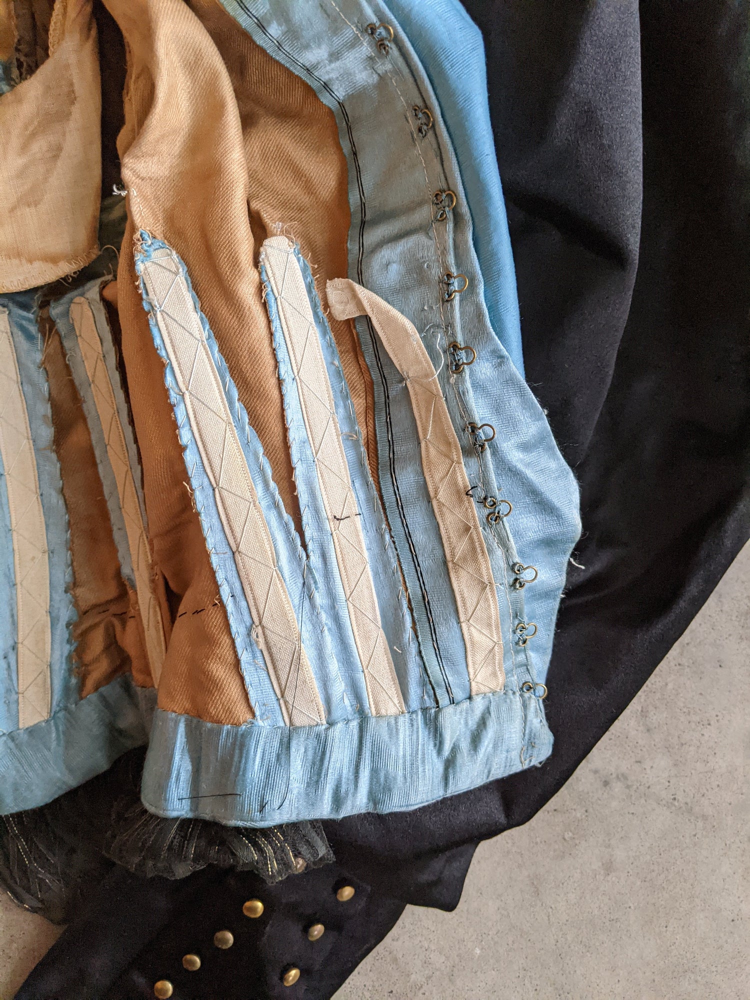 1890s Black + Blue Silk Bodice | Study + Display