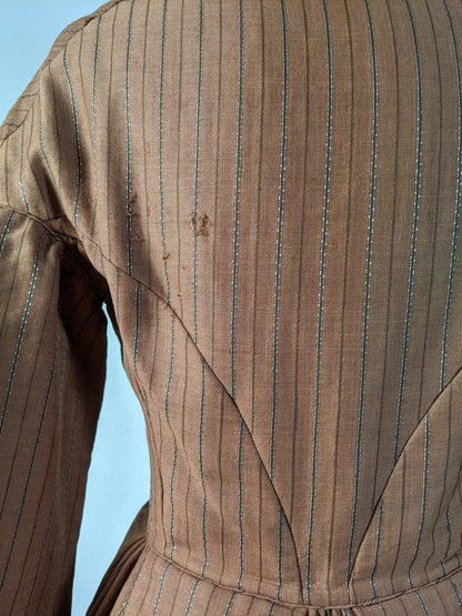 c. 1860s Wool Homespun Dress