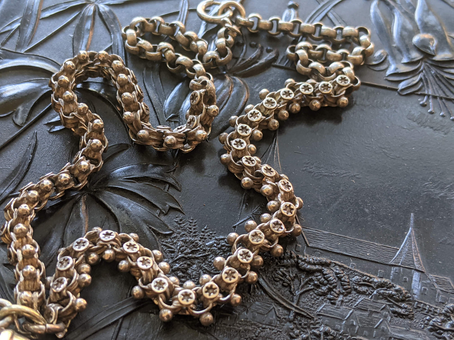 Solid Silver Victorian Book Chain Necklace + Locket