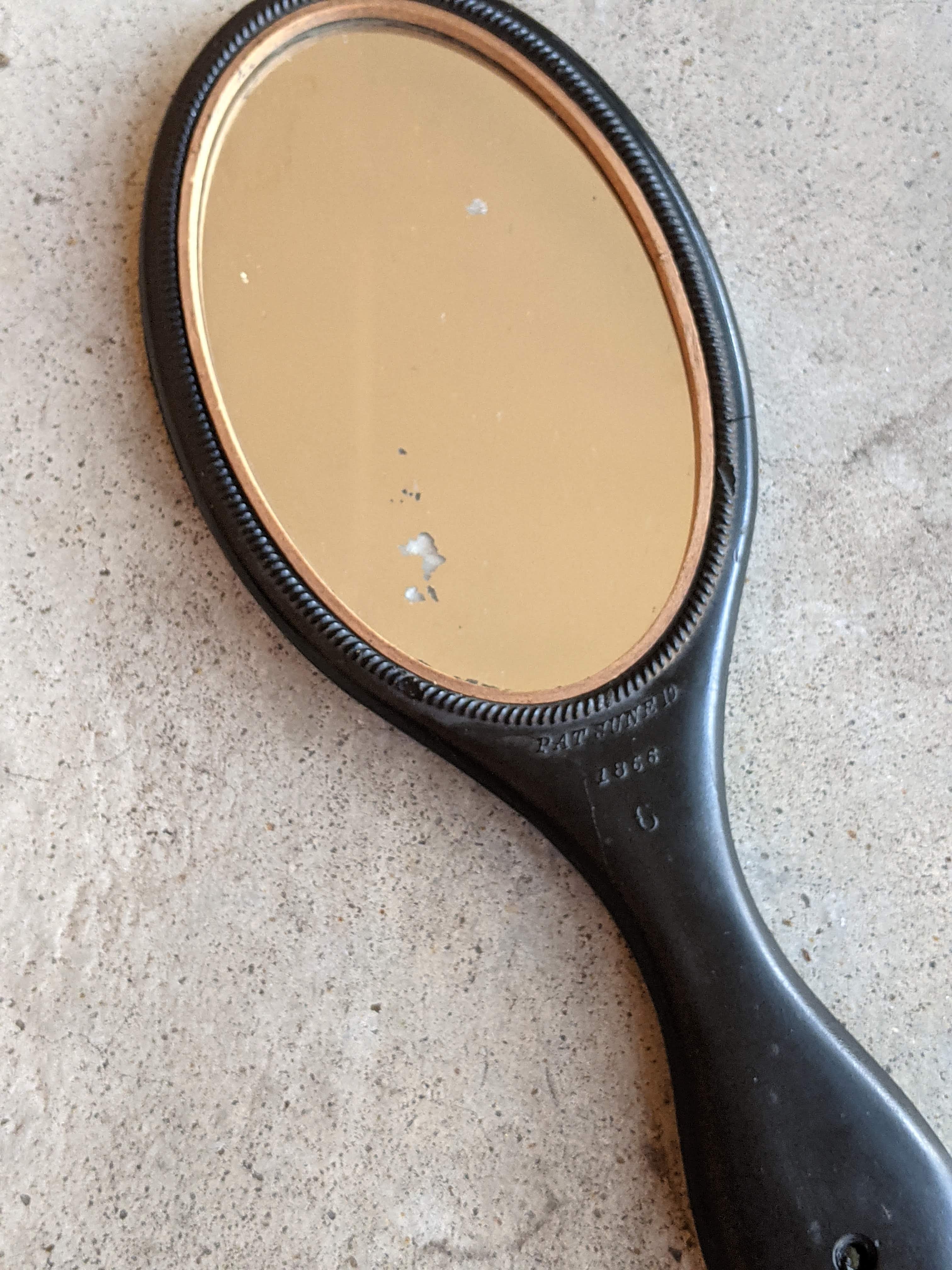 19th c. Thermoplastic Hand Mirror (Likely by Florence)