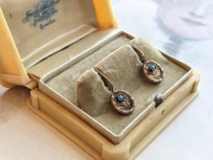 c. 1890s 9k Gold Forget Me Not Earrings