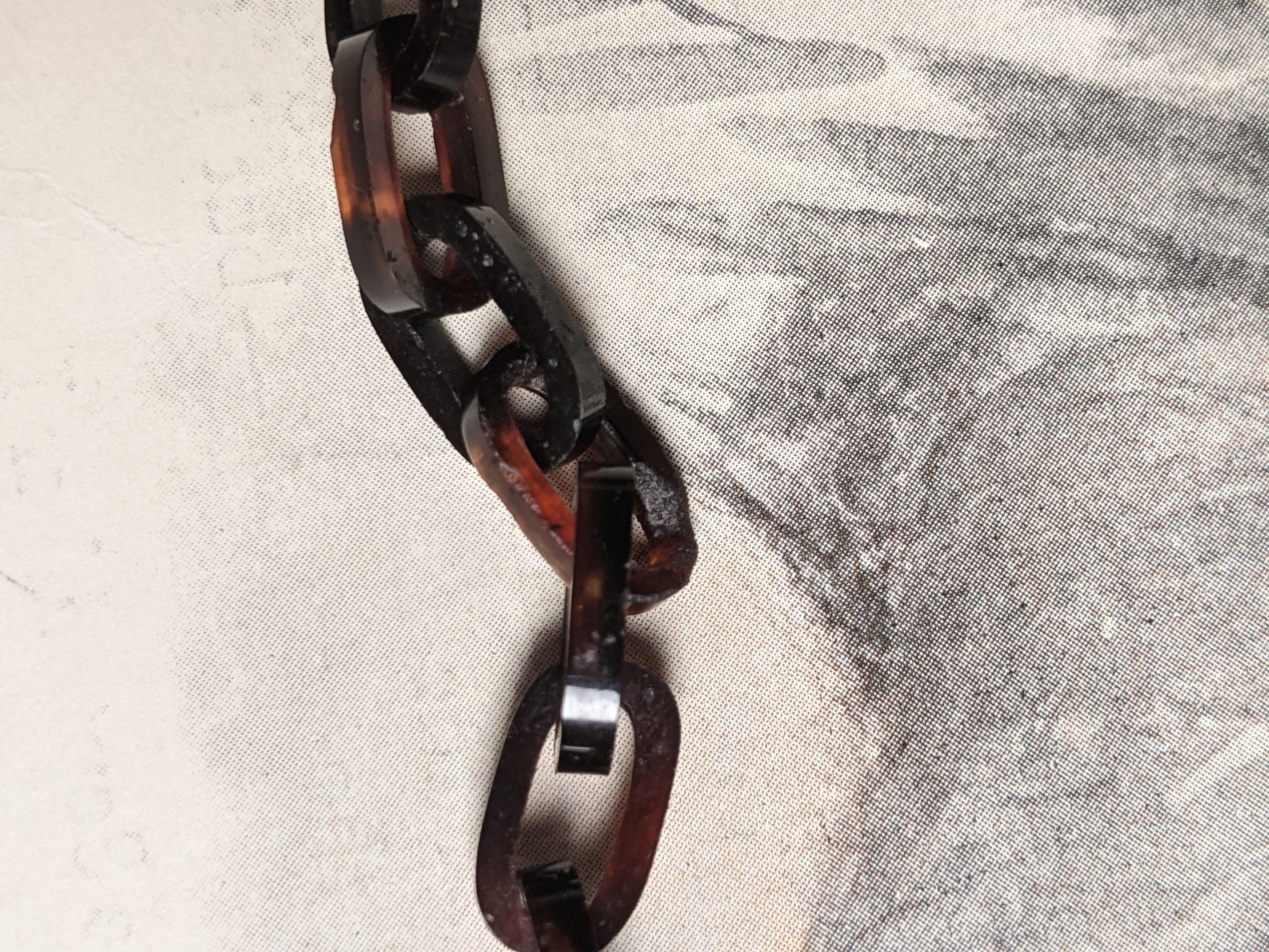 19th c. Tortoise Shell Locket + Chain