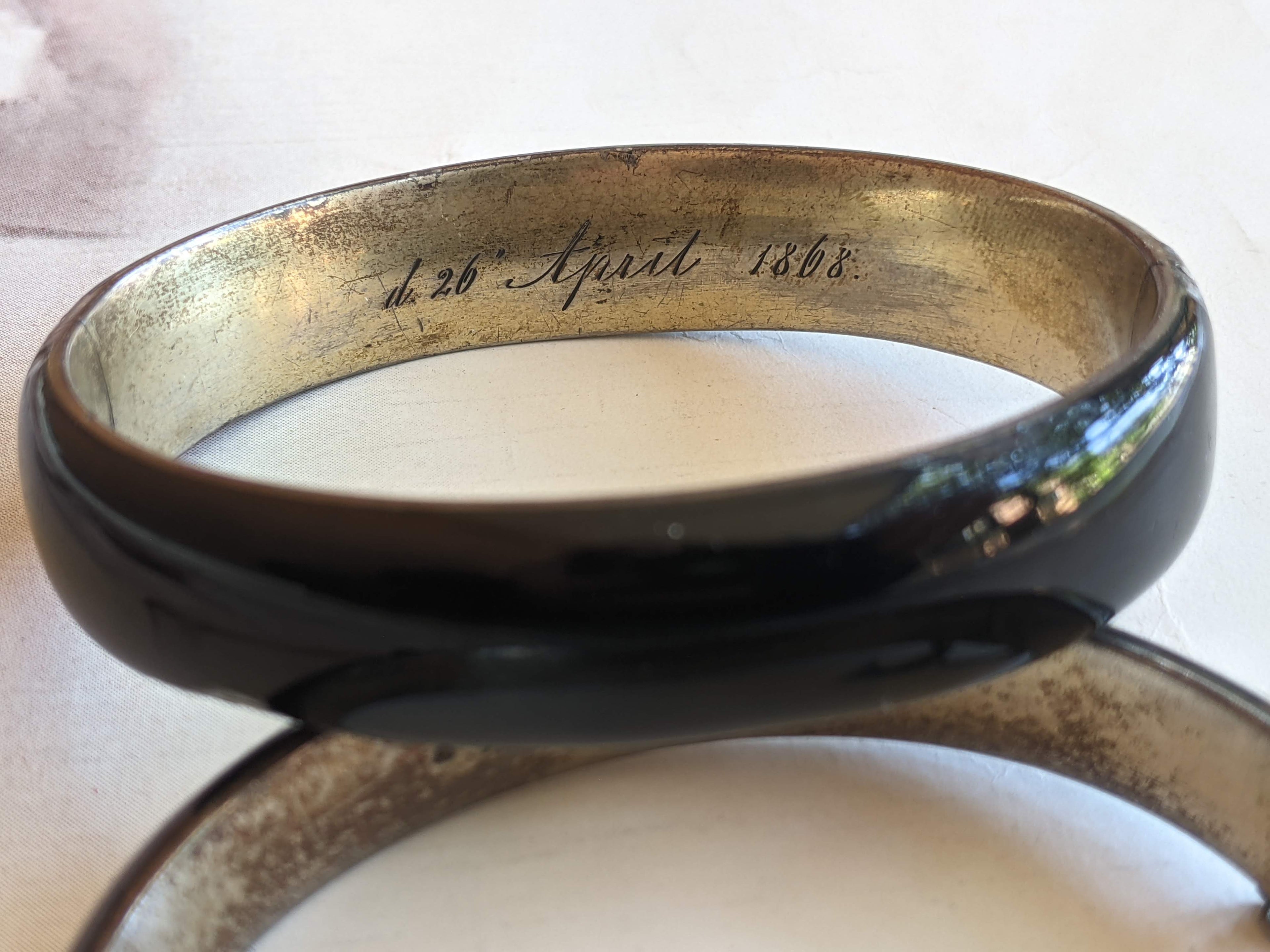 c. 1860s Pair of Silver Enamel Bracelets